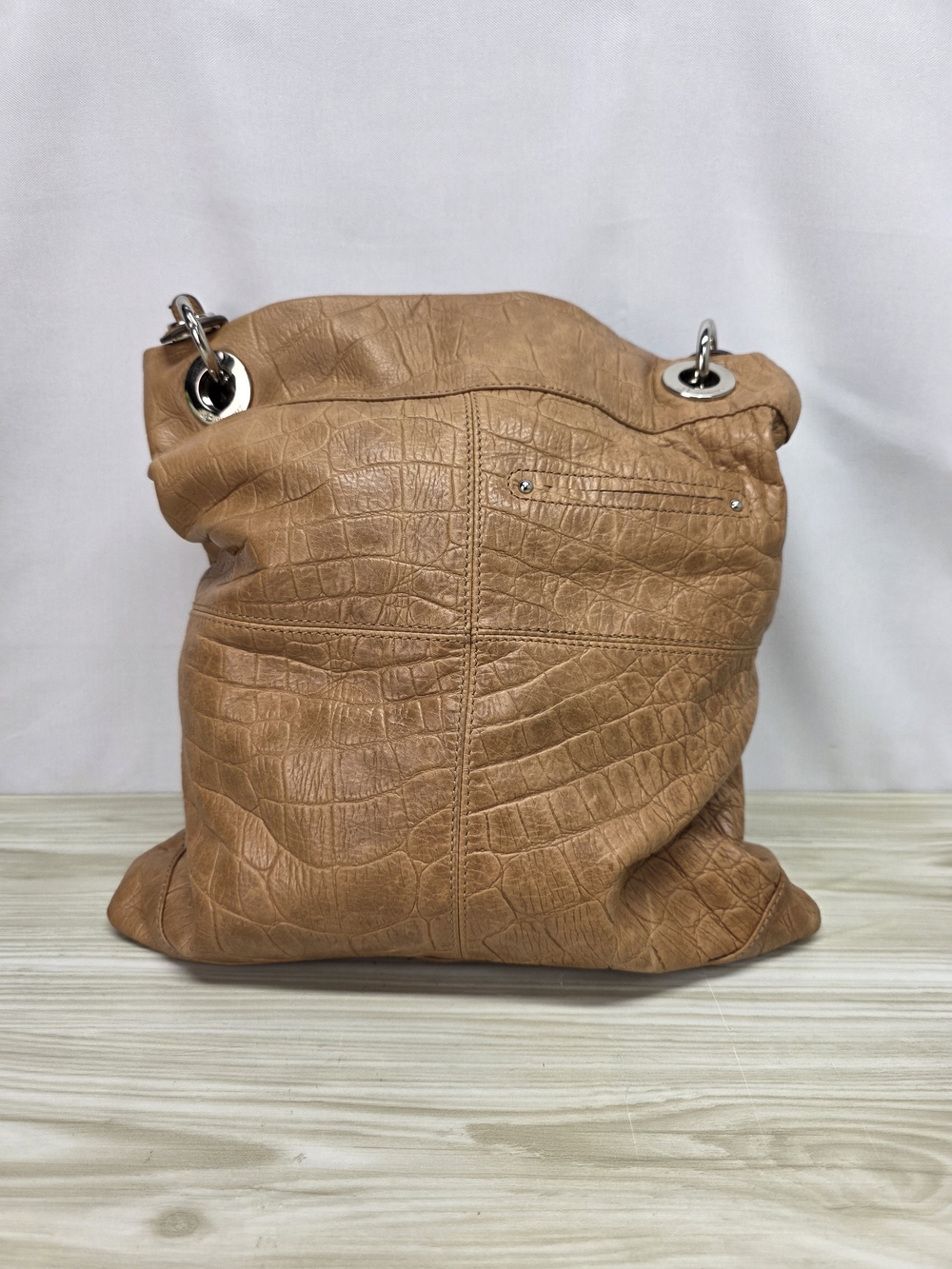 b. makowsky Tan Croc-Embossed Leather Hobo Bag - Picture 3 of 6